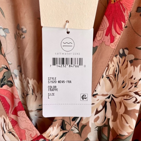 Saltwater Luxe Boho Floral Maxi Dress With Sleeves Size L - Picture 4 of 5